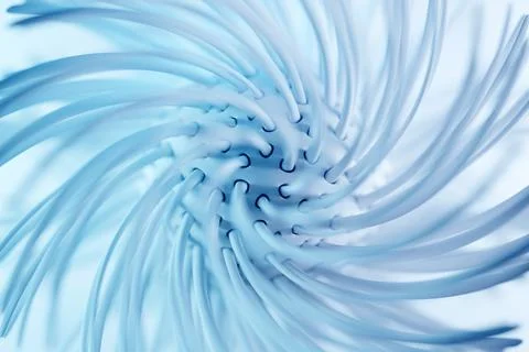 3D rendering abstract  blue   fractal with spikes. Illustrazione stock