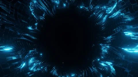 3d rendering Abstract blue line pattern hole Stock Illustration