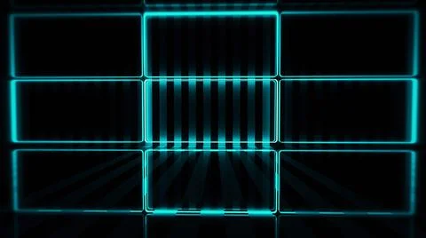 3d rendering, abstract blue neon lines Stock Illustration
