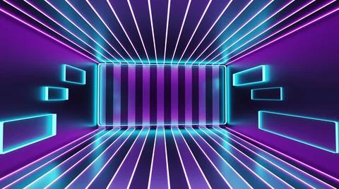 3d rendering, abstract blue neon lines Stock Illustration