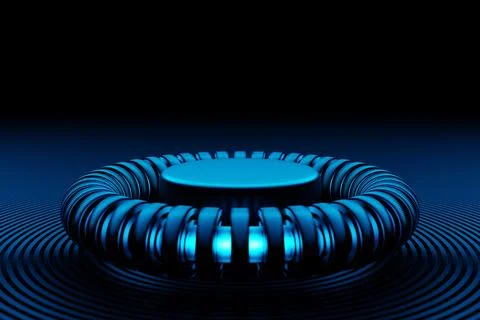 3D rendering abstract  blue   round shape, portal .  round spiral on dark  is Stock Illustration