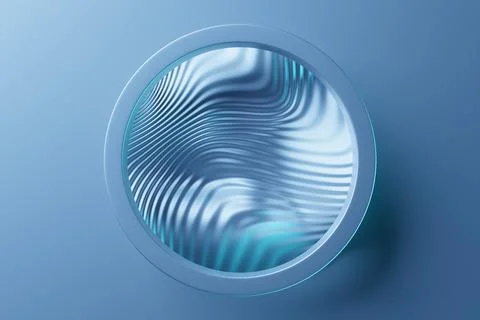 3D rendering abstract   blue   round shape, portal with frame .  round spiral Illustrazione stock