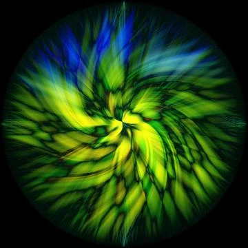 3D rendering of an abstract bright blue and green spiral background Иллюстрация