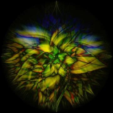 3D rendering of an abstract bright blue and yellow spiral background Stockillustratie
