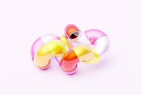 3D rendering, abstract bright figure . Colorful creative wallpaper with layer Stock Illustration