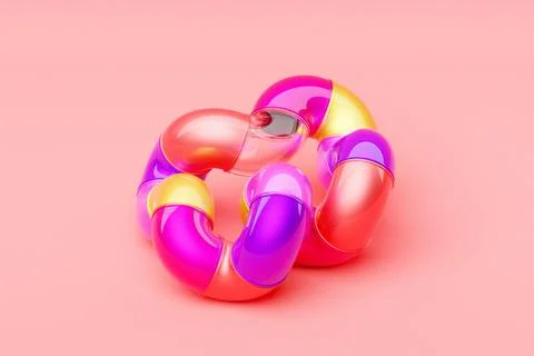 3D rendering, abstract bright figure . Colorful creative wallpaper with layer イラスト素材