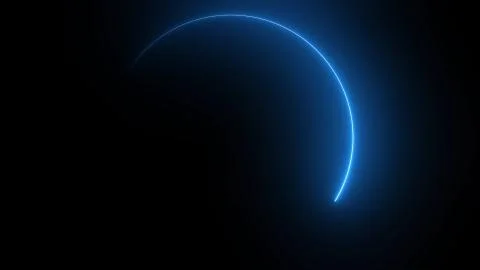 3D rendering of an abstract bright neon round frame Stock Illustration