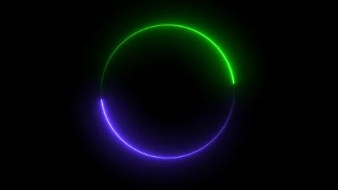 3D rendering of an abstract bright neon round frame 스톡 일러스트