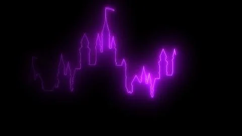 3D rendering of an abstract bright neon city silhouette Stock-Illustration