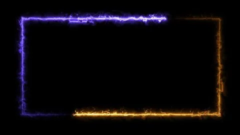 3D rendering of an abstract bright neon rectangular frame Illustrazione stock