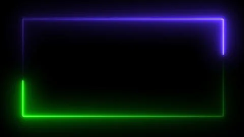 3D rendering of an abstract bright neon rectangular frame Stockillustratie