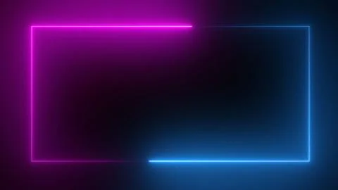 3D rendering of an abstract bright neon rectangular frame イラスト素材