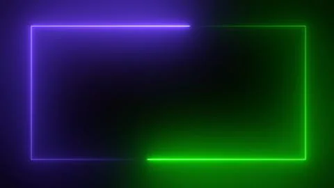 3D rendering of an abstract bright neon rectangular frame Stock-Illustration