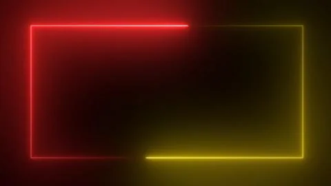 3D rendering of an abstract bright neon rectangular frame 스톡 일러스트
