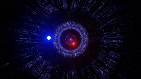 3D rendering of an abstract circle in a dark cosmic environment Stock Illustration
