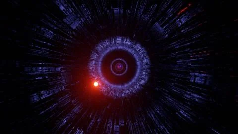 3D rendering of an abstract circle in a dark cosmic environment Stock Illustration