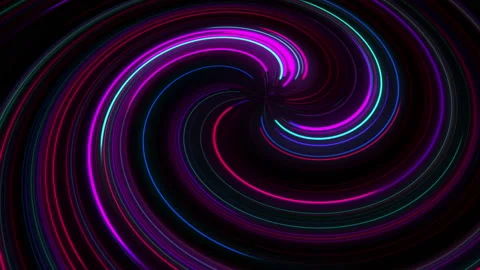 3D rendering abstract colorful neon glowing twirl stripes digital background. Stock Footage 237511225