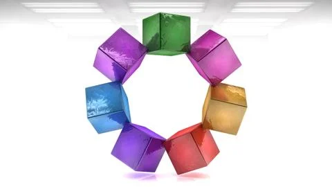 3d rendering of an abstract colorful objects on white background Stock Illustration