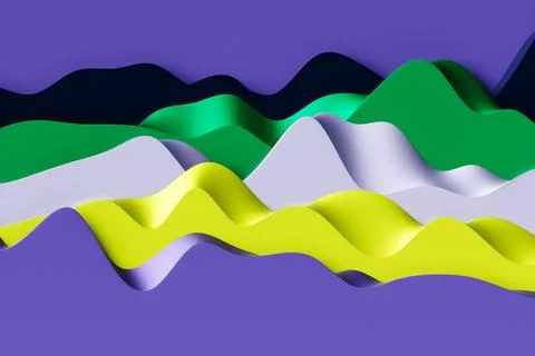 3d rendering, abstract colorful  wave lines  on  purple   background. Creativ Stock Illustration