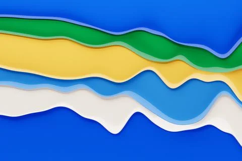 3d rendering, abstract colorful  wave lines  on  blue  background. Creative w Stock Photos