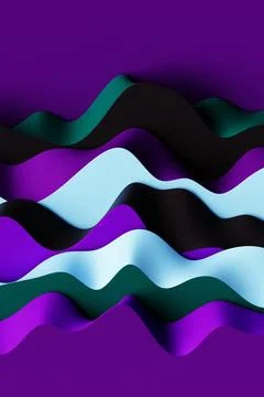 3d rendering, abstract colorful  wave lines  on  purple   background. Creativ Stock Photos