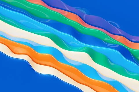 3d rendering, abstract colorful  wave lines  on  blue  background. Creative w Foto stock