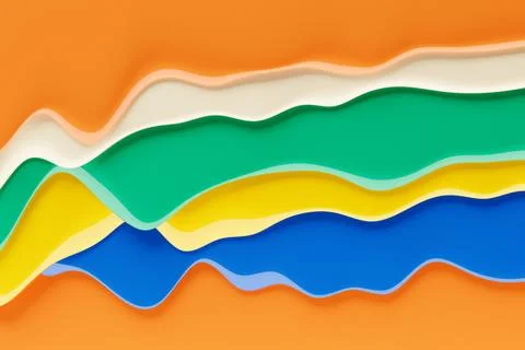 3d rendering, abstract colorful  wave lines  on  orange background. Creative  Stock Photos