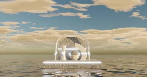 3d rendering. An abstract composition of geometric shapes made of stone, of v Stock Illustration