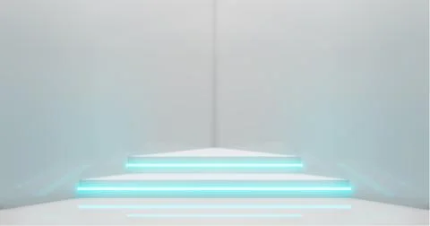 3d rendering. Abstract composition of geometric shapes in a bright room with Stock Illustration