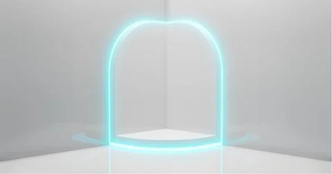 3d rendering. Abstract composition of geometric shapes in a bright room with Stock Illustration