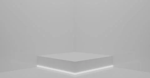 3d rendering. Abstract composition of geometric shapes in a bright room with Stock Illustration