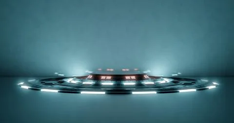 3d rendering. Abstract composition of geometric shapes in a bright room with Stock Illustration