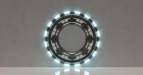 3d rendering. Abstract composition of geometric shapes in a bright room with Stock Illustration