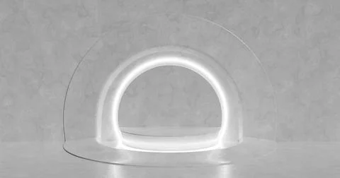 3d rendering. Abstract composition of geometric shapes in a bright room with Stock Illustration