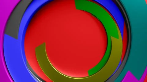 3d rendering abstract concentric background. Random rotated metal tubes. Stock Illustration