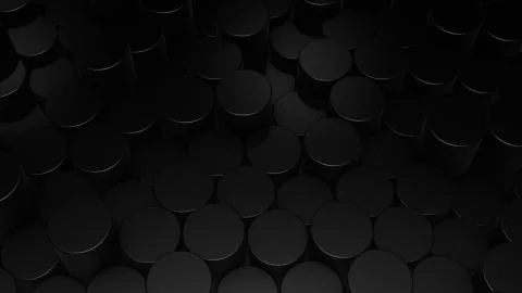 3D rendering of abstract cylindrical geometric black surfaces in virtual spac Stock Illustration