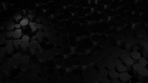 3D rendering of abstract cylindrical geometric black surfaces in virtual spac Illustrazione stock