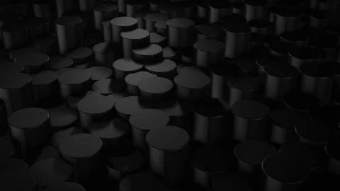 3D rendering of abstract cylindrical geometric black surfaces in virtual spac 스톡 일러스트