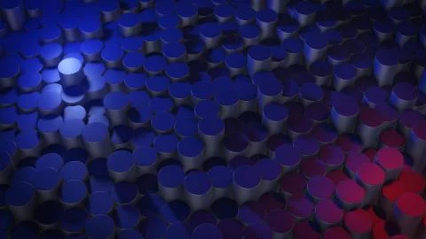 3D rendering of abstract cylindrical geometric surfaces in virtual space Illustrazione stock