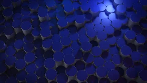 3D rendering of abstract cylindrical geometric surfaces in virtual space Stock Illustration