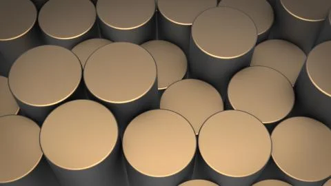 3D rendering of abstract cylindrical geometric surfaces in virtual space Illustrazione stock