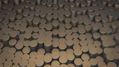 3D rendering of abstract cylindrical geometric surfaces in virtual space Stock Illustration