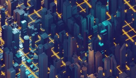 3d rendering, abstract digital background, big data, quantum computer network Stock Illustration