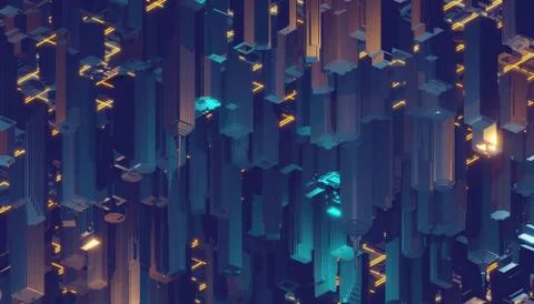 3d rendering, abstract digital background, big data, quantum computer network Illustrazione stock