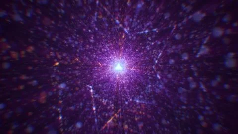 3D rendering of an abstract digital tunnel in cyberspace made of particles Foto stock