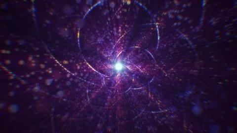 3D rendering of an abstract digital tunnel in cyberspace made of particles 库存照片