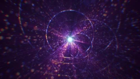 3D rendering of an abstract digital tunnel in cyberspace made of particles Foto stock