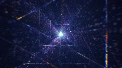 3D rendering of an abstract digital tunnel in cyberspace made of particles Foto stock