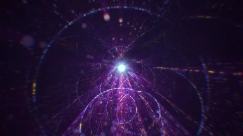 3D rendering of an abstract digital tunnel in cyberspace made of particles 스톡 사진