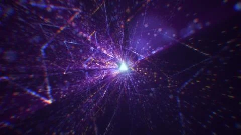 3D rendering of an abstract digital tunnel in cyberspace made of particles Foto stock